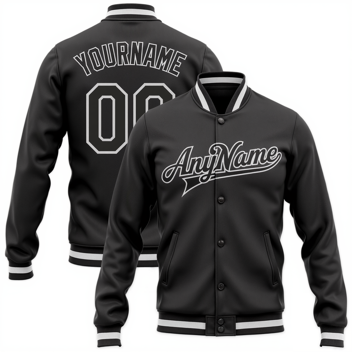 Custom Black & White Full-Snap Fleece Jacket
