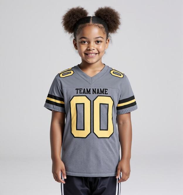 Custom Grey & Gold/Black Football Jersey