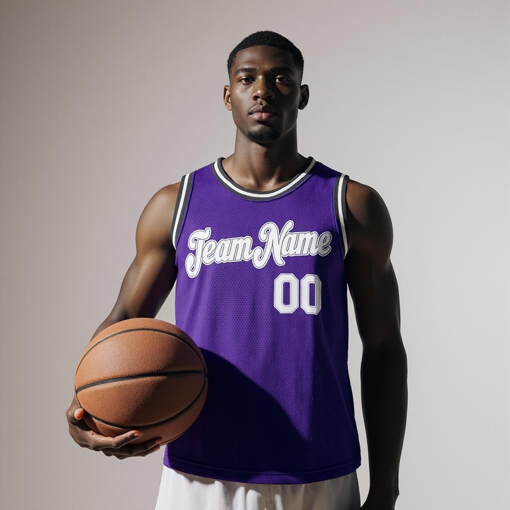 Custom Purple & White/Black Basketball City Edition Jersey
