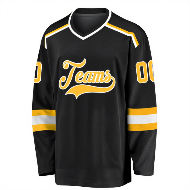 Custom Black & Yellow/White Hockey Jersey