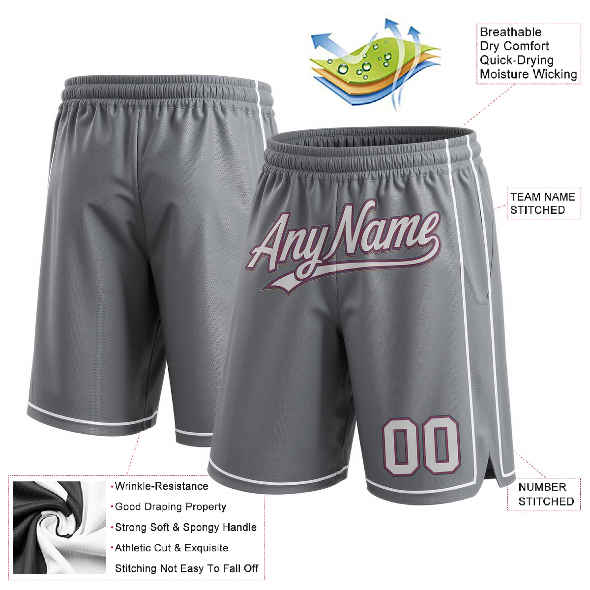 Custom Grey & White/Purple Shorts