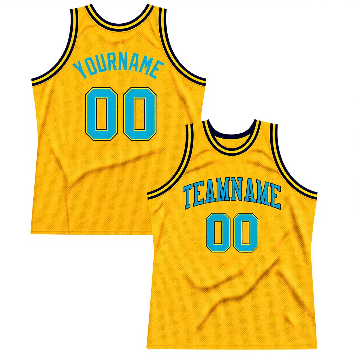 Custom Yellow & Aqua/Black Basketball Throwback Jersey