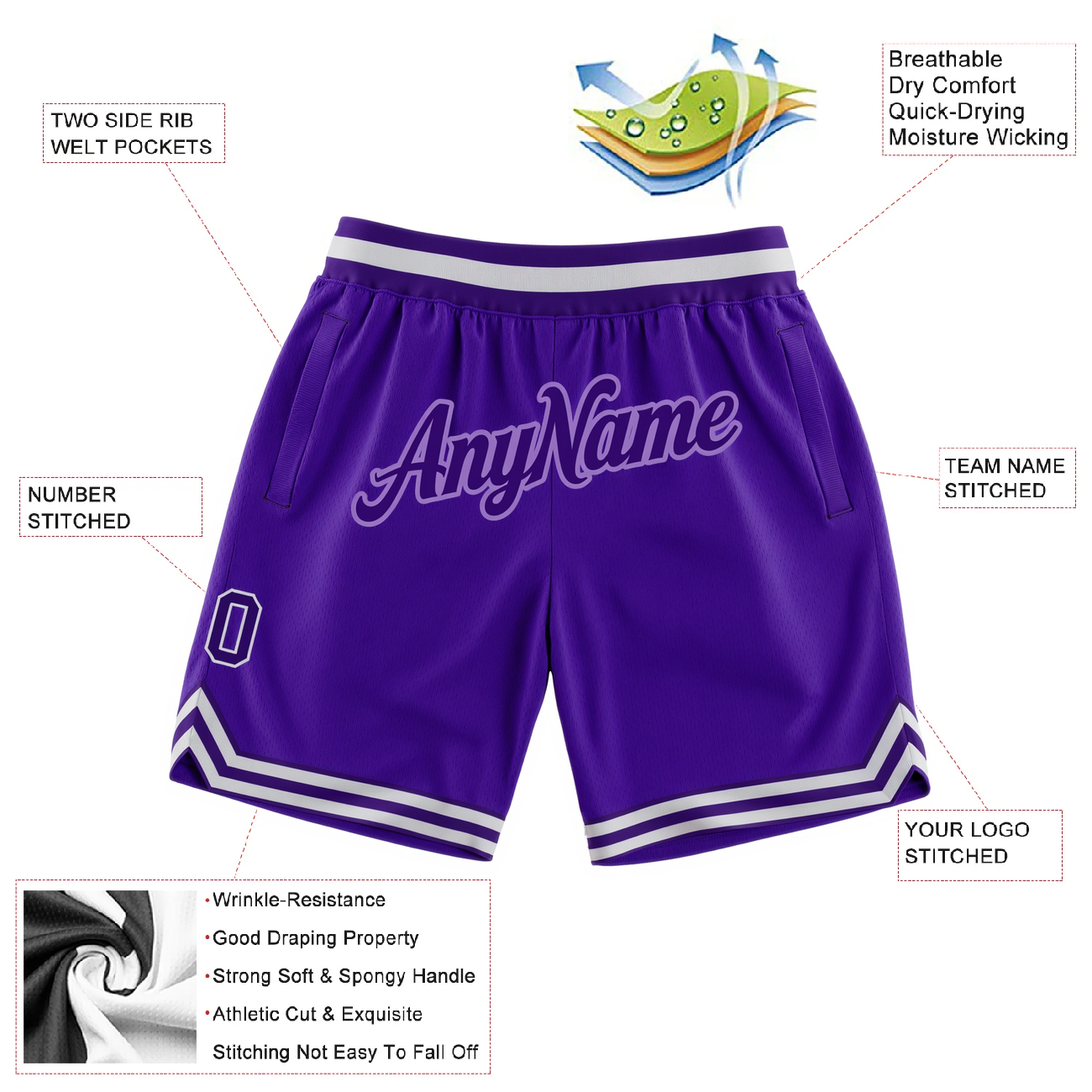Custom Purple & White Throwback Shorts