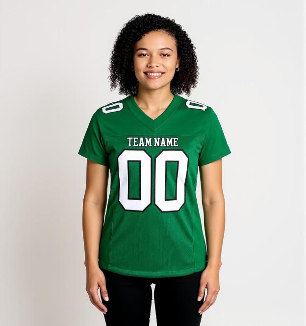 Custom Kelly Green & White/Black Football Jersey