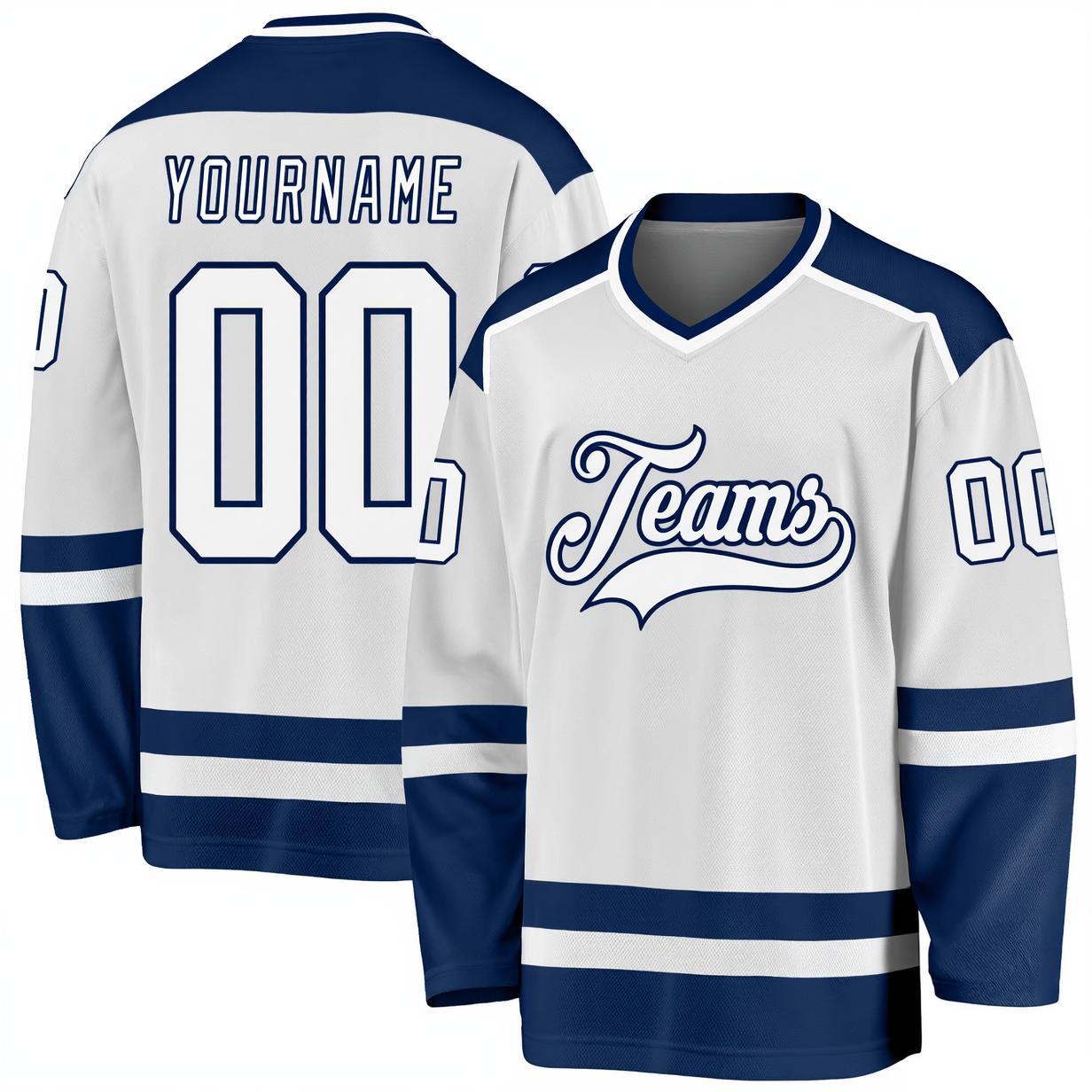 Custom White & Navy Hockey Jersey