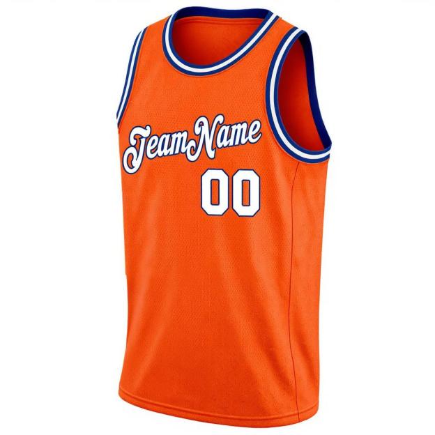 Custom Orange & White/Blue Basketball City Edition Jersey