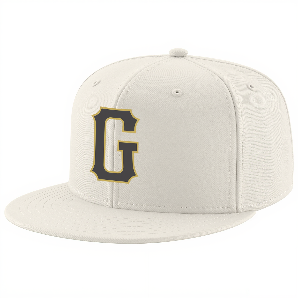 Custom Cream & Navy/Gold Stitched Adjustable Snapback Hat