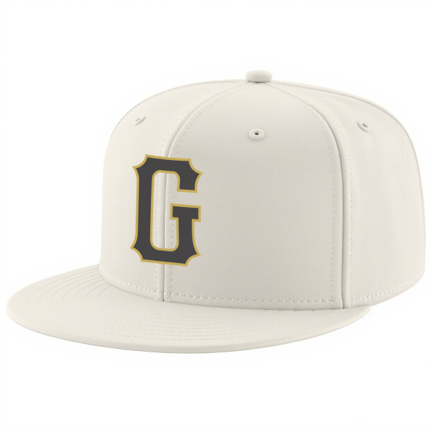 Custom Cream & Navy/Gold Stitched Adjustable Snapback Hat