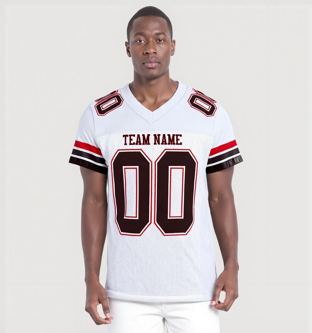 Custom White & Black/Red Throwback Football Jersey