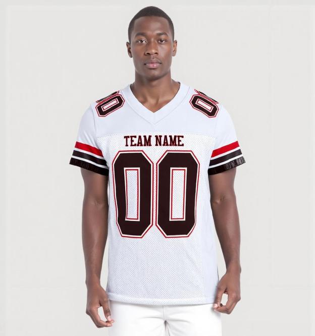 Custom White & Black/Red Throwback Football Jersey