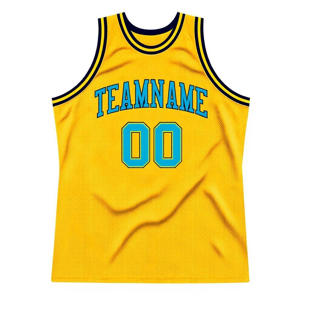 Custom Yellow & Aqua/Black Basketball Throwback Jersey