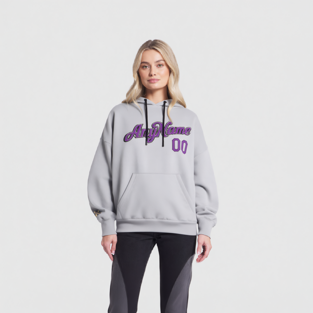 Custom Grey & Purple/Black Pullover Sports Sweatshirt Hoodie