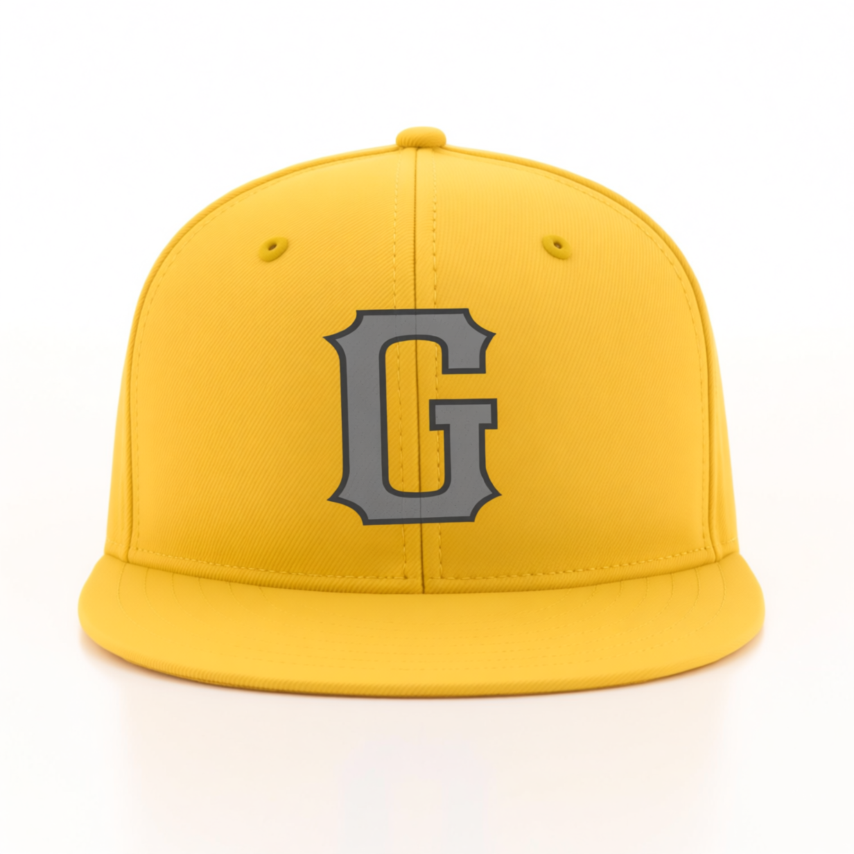 Custom Yellow & Grey/Navy Stitched Adjustable Snapback Hat