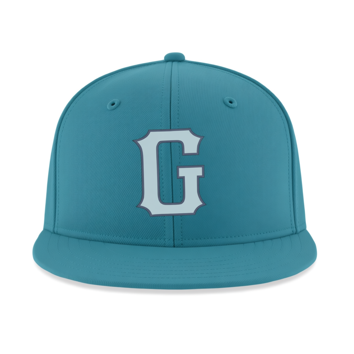 Custom Denim Blue & White/Teal Stitched Adjustable Snapback Hat