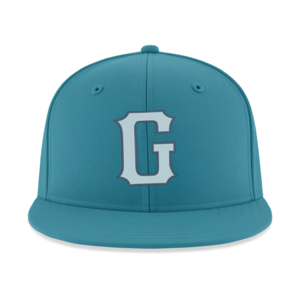Custom Denim Blue & White/Teal Stitched Adjustable Snapback Hat