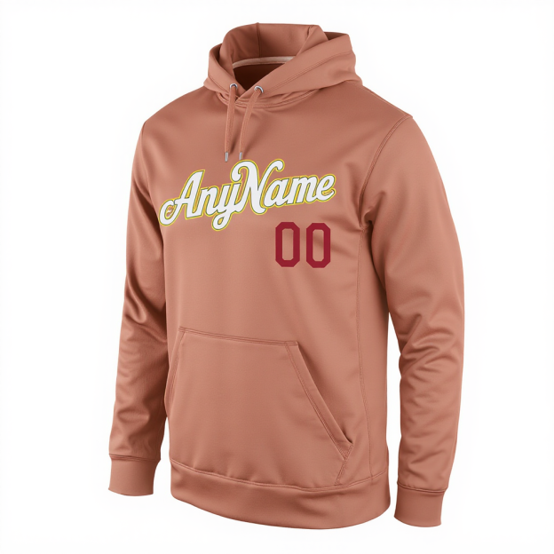 Custom Pink & White/Gold Pullover Sports Sweatshirt Hoodie