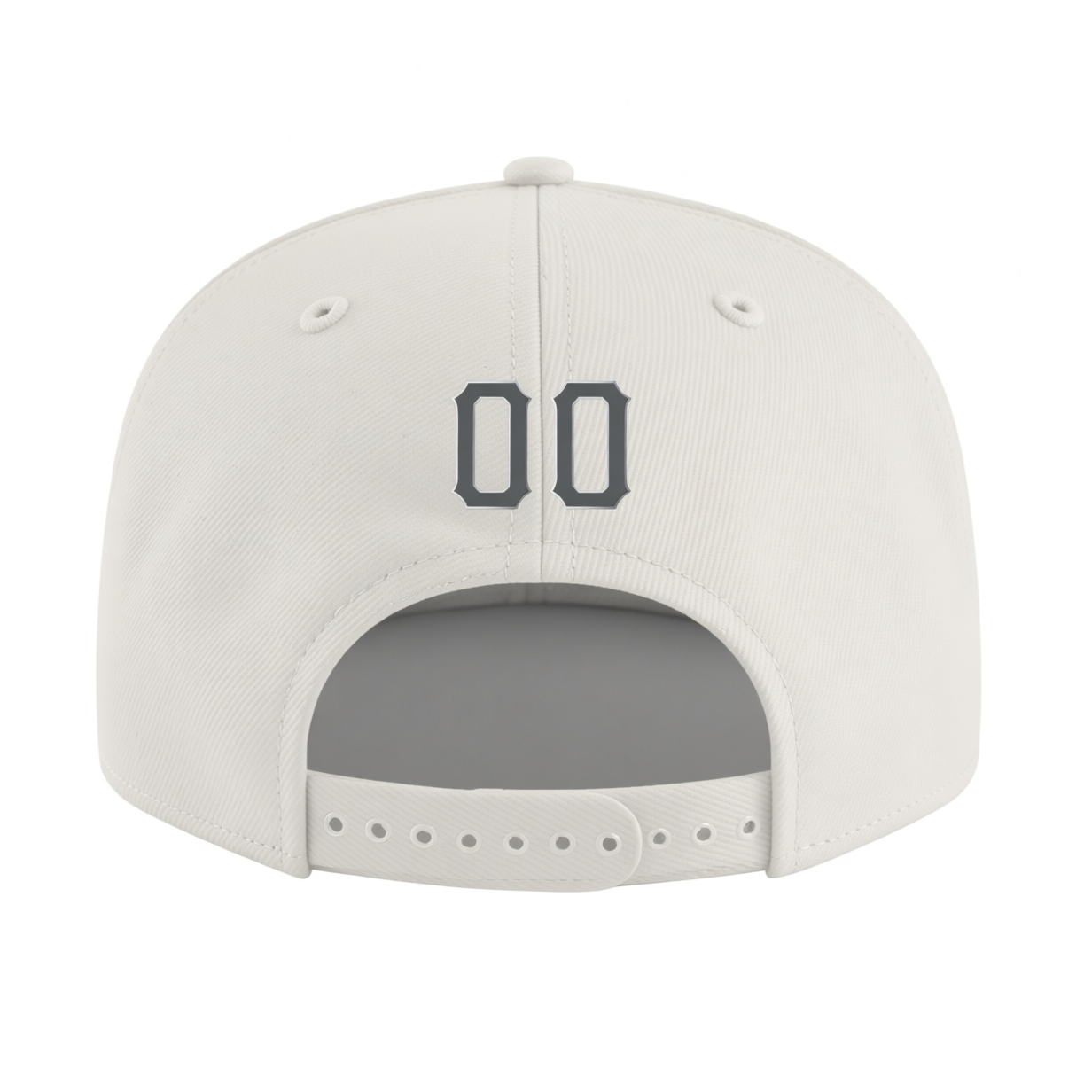 Custom White & Grey/Black Stitched Adjustable Snapback Hat