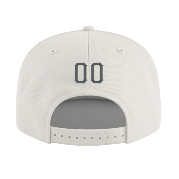 Custom White & Grey/Black Stitched Adjustable Snapback Hat