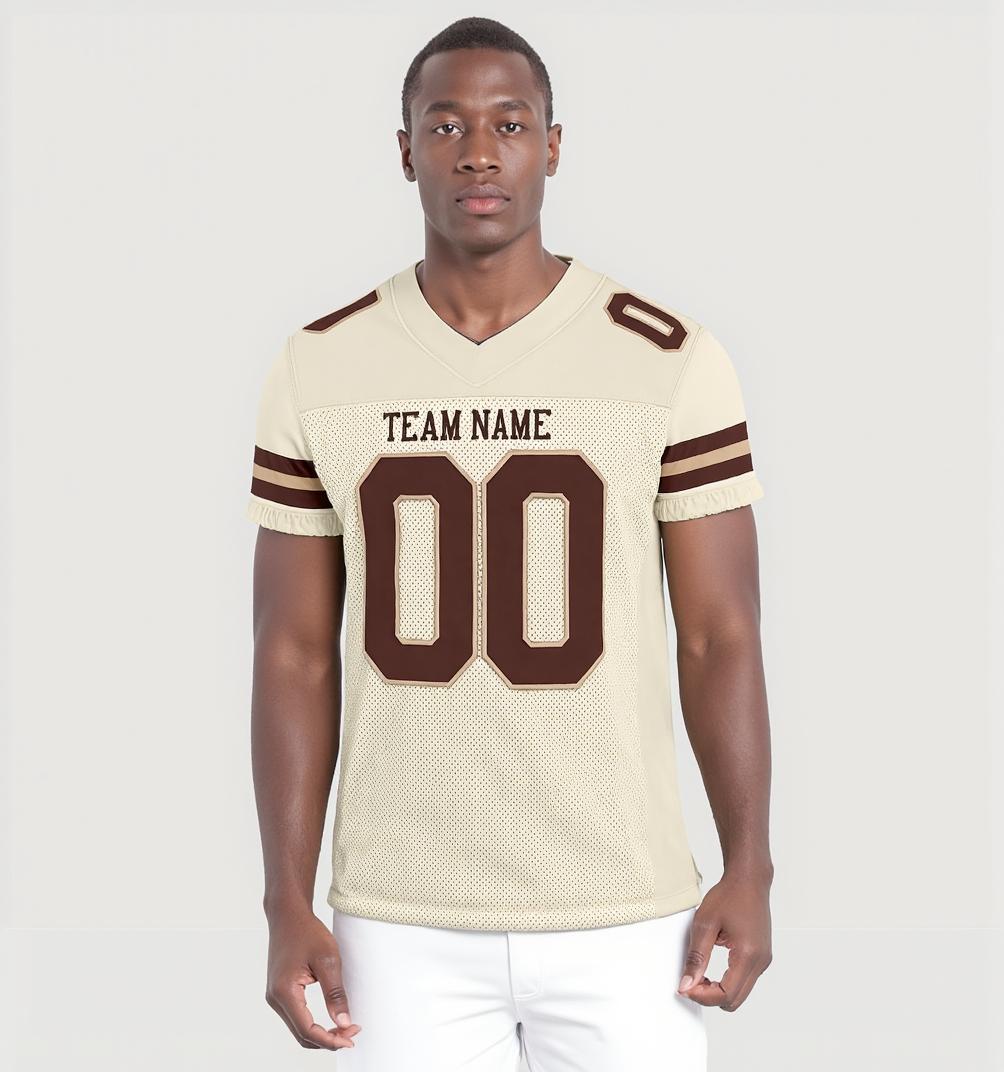 Custom Cream & Burgundy Football Jersey