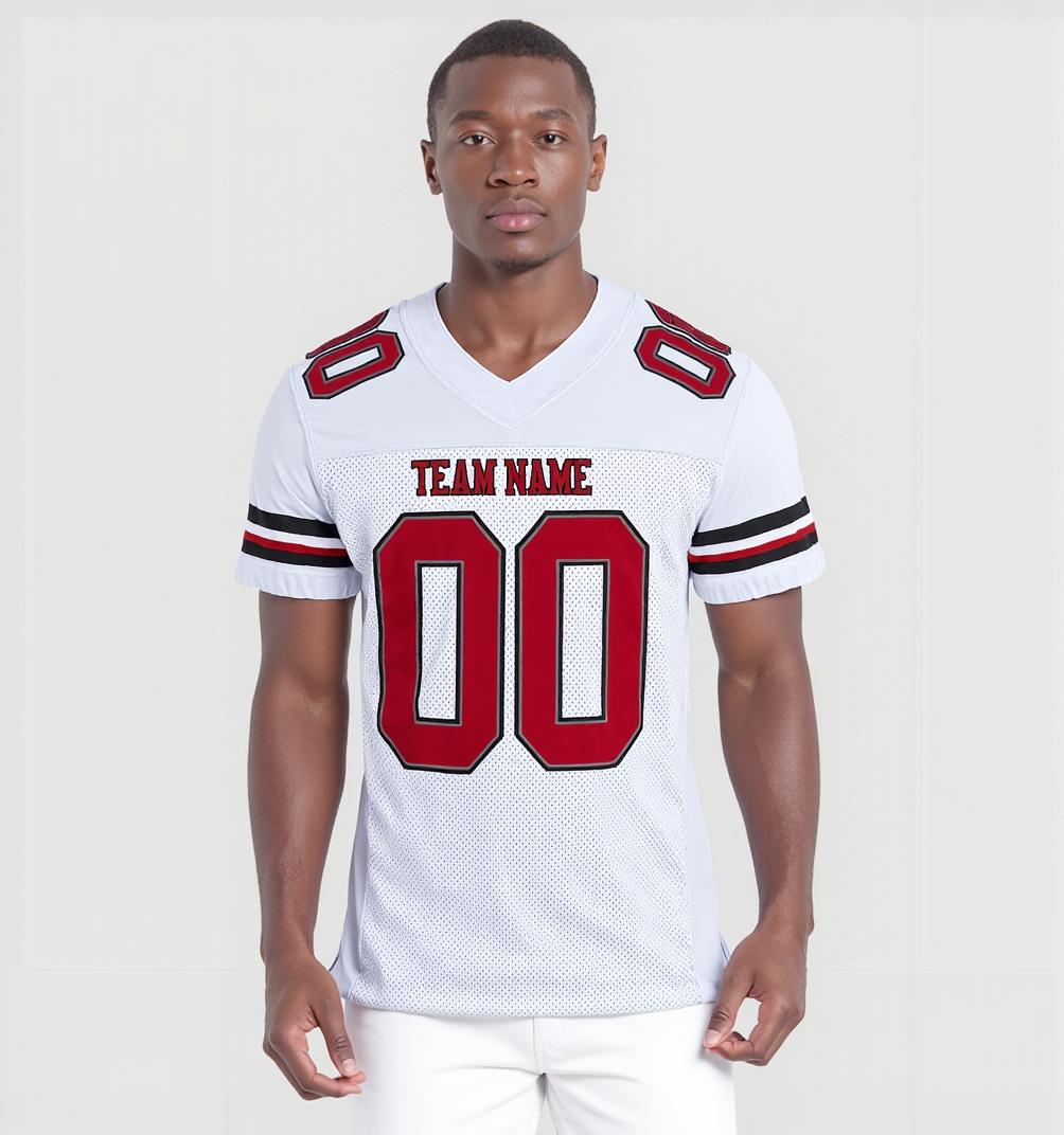 Custom White & Red/Black Football Jersey