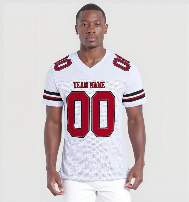 Custom White & Red/Black Football Jersey