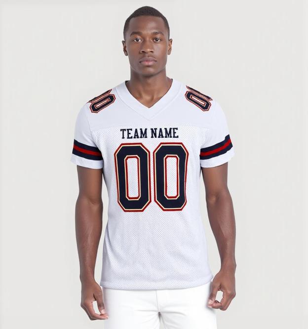 Custom White & Navy&Red Football Jersey