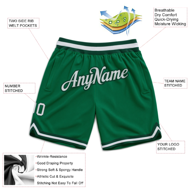Custom Green & White Throwback Shorts