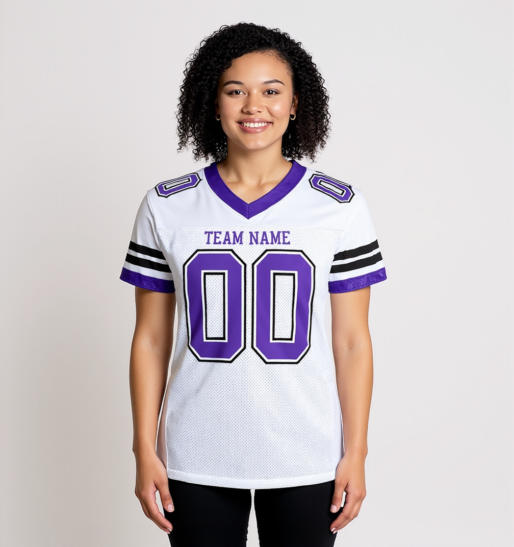 Custom White & Purple/Black Football Jersey