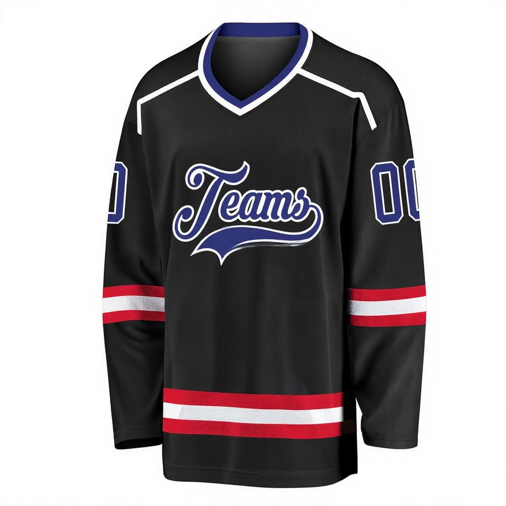 Custom Black & Blue/White Hockey Jersey