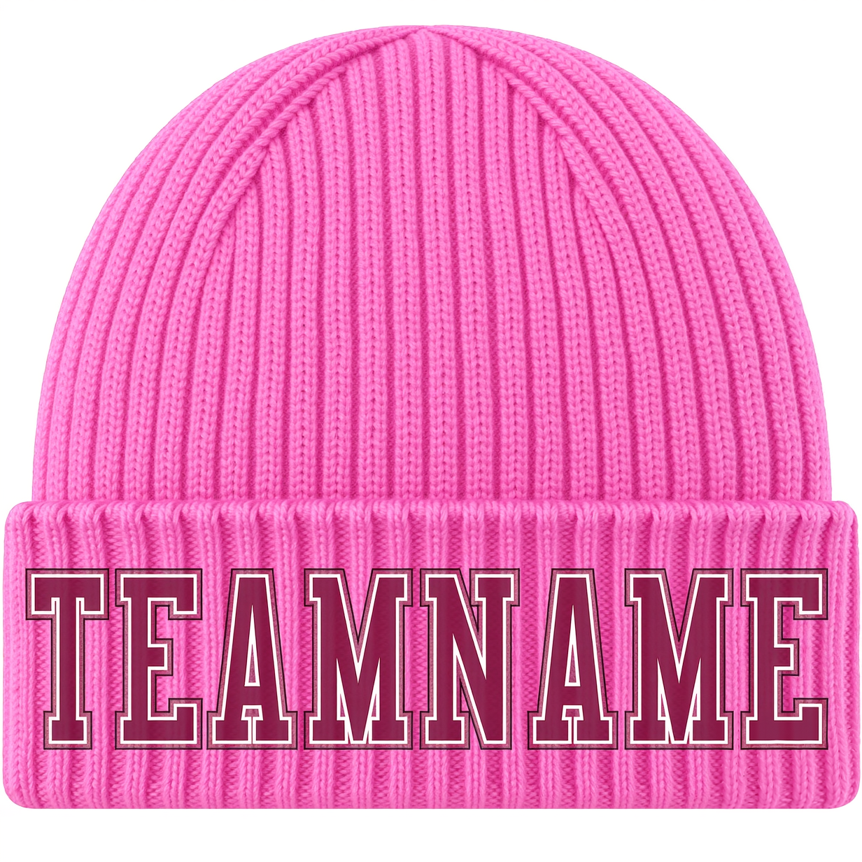 Custom Pink & Purple/White Stitched Cuffed Knit Hat