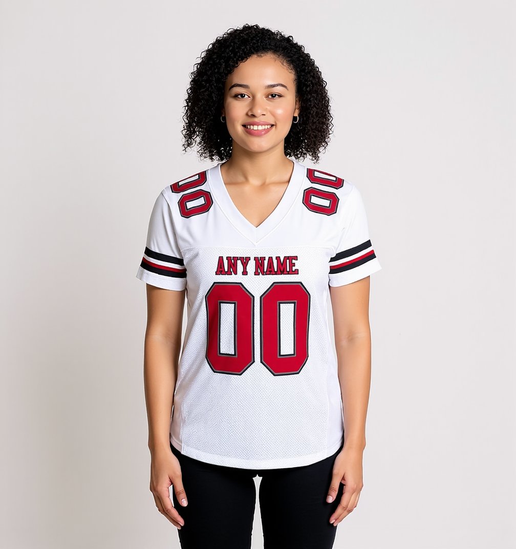 Custom White & Red/Black Football Jersey