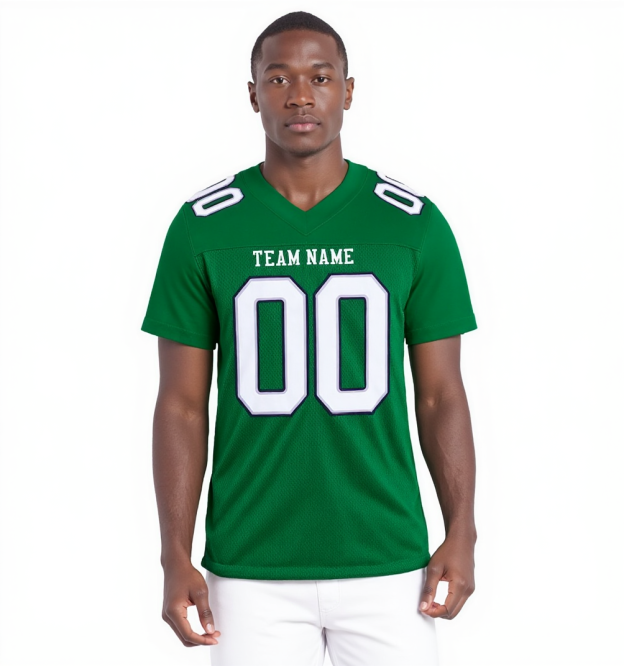 Custom Kelly Green & White/Black Football Jersey