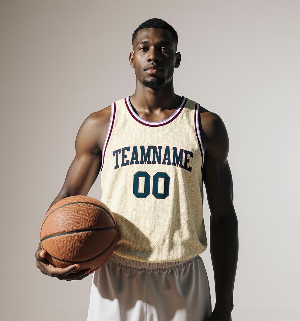 Custom Cream & Teal/Purple Basketball Throwback Jersey