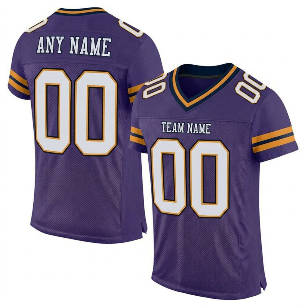 Custom Purple & White/Yellow Football Jersey