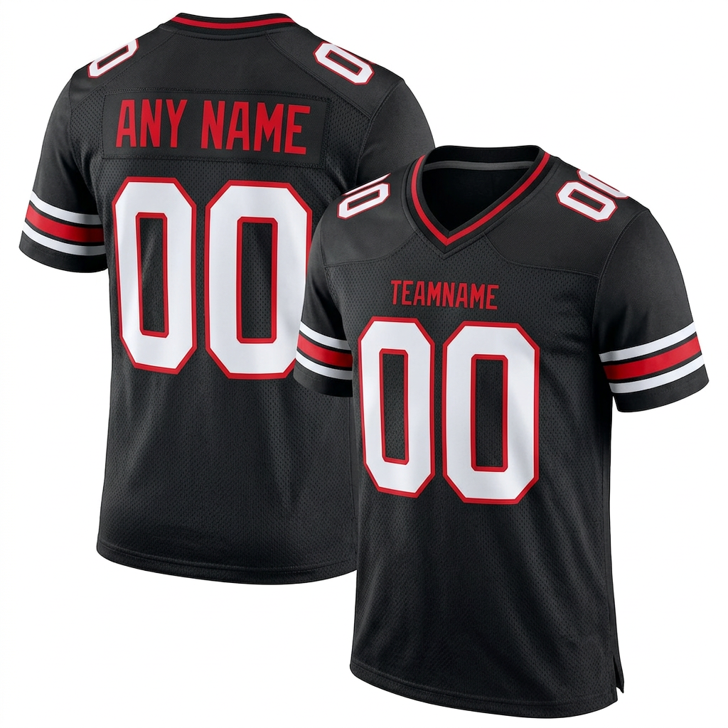 Custom Black & White/Red Football Jersey