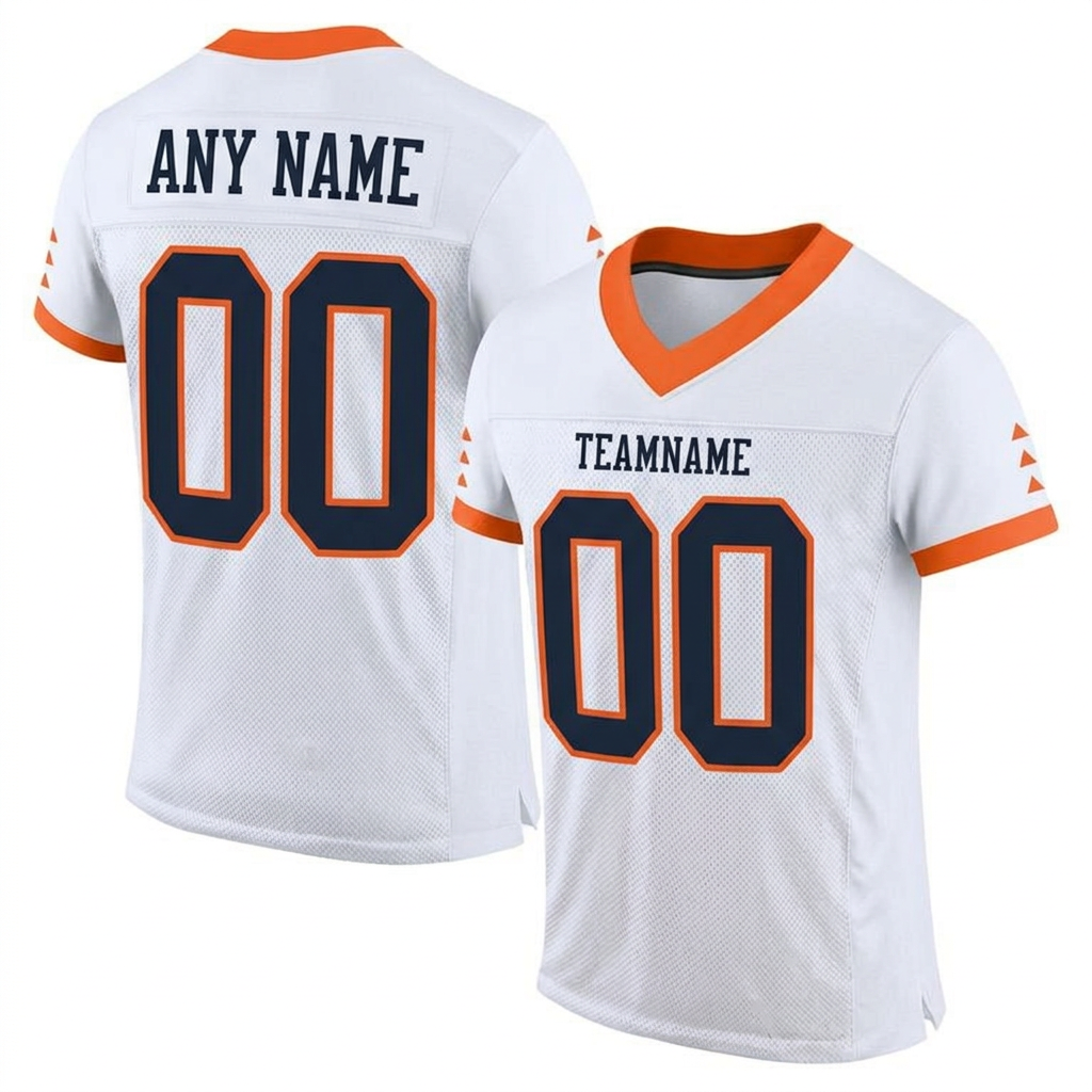 Custom White & Black/Orange Football Jersey