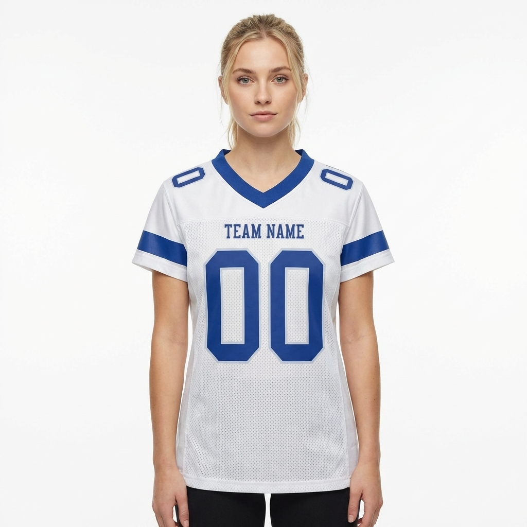 Custom White & Blue Football Jersey