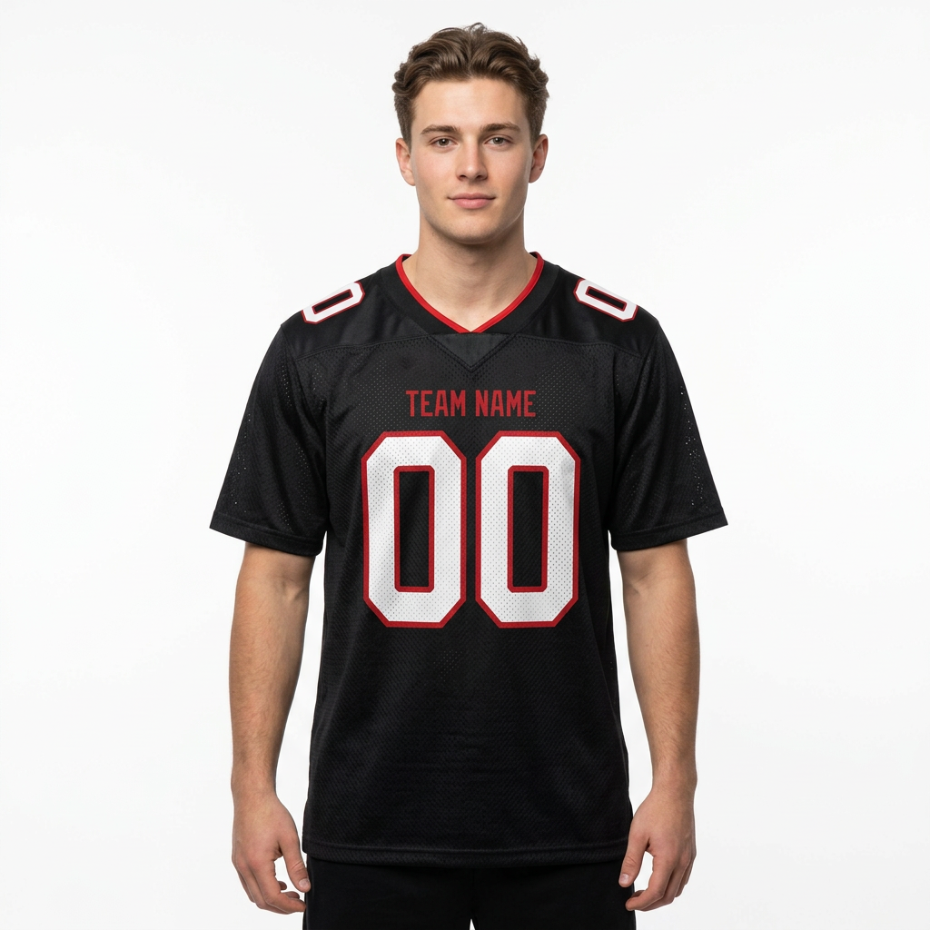 Custom Black & White/Red Football Jersey