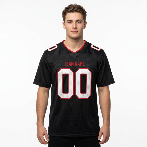 Custom Black & White/Red Football Jersey