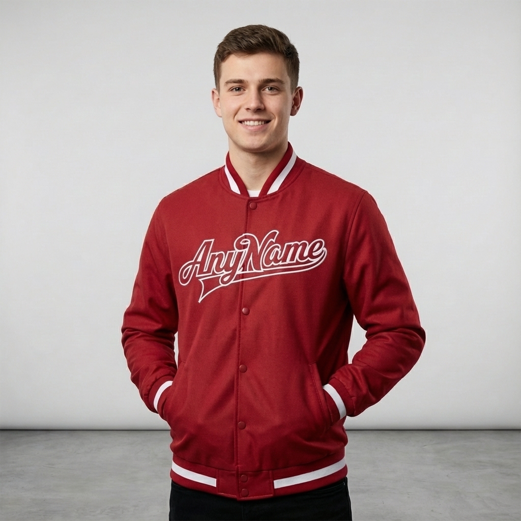 Custom Red & White Full-Snap Fleece Jacket