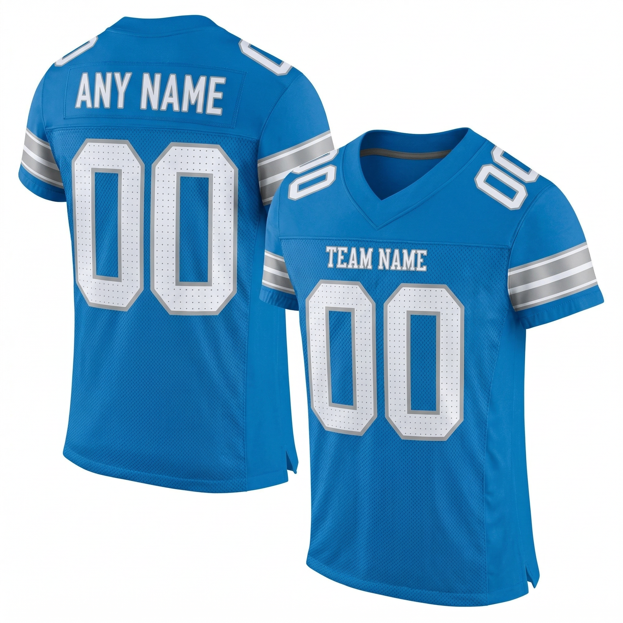 Custom Powder Blue & White/Sliver Football Jersey