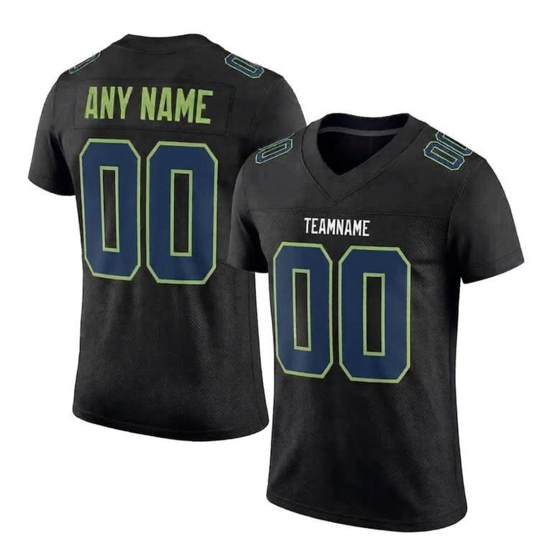 Custom Black & Royal/Green Football Jersey