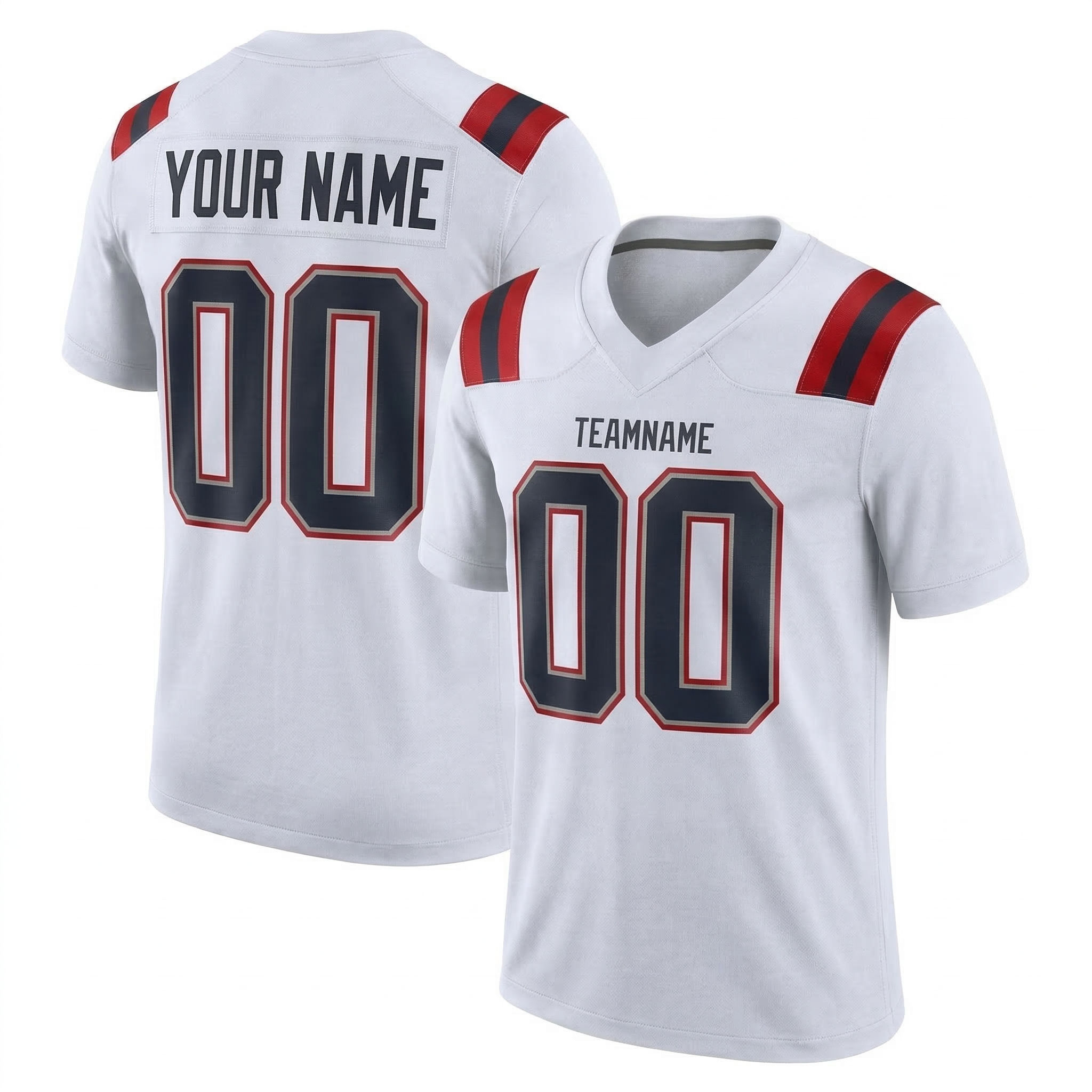 Custom White & Navy/Red Football Jersey