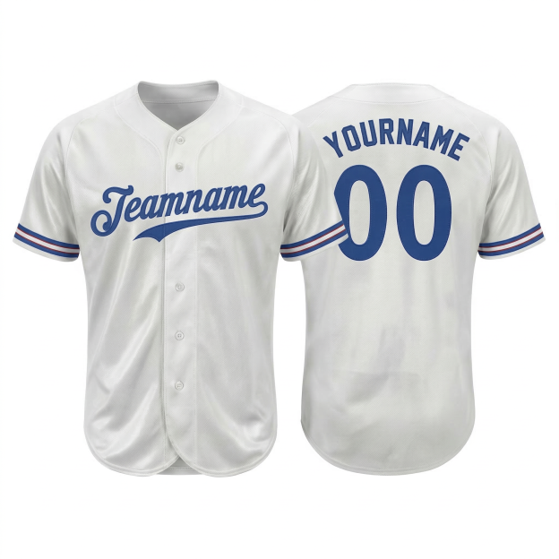 Custom White & Royal Blue Classic Fashion Baseball Jersey
