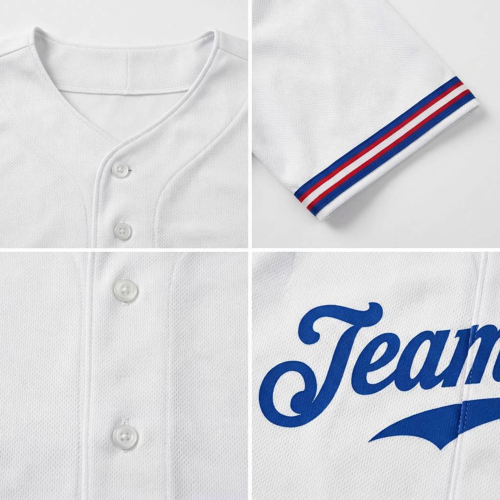 Custom White & Royal Blue Classic Fashion Baseball Jersey