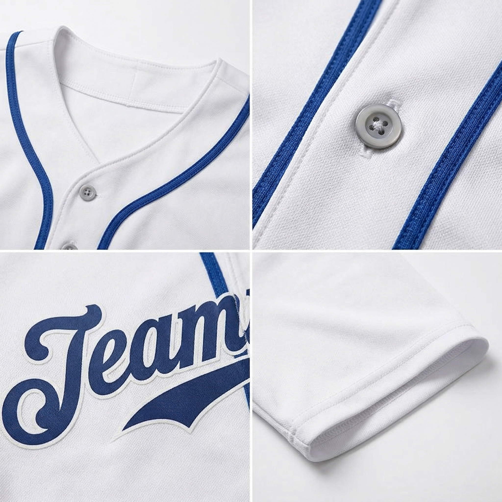 Custom White & Royal Classic Fashion Baseball Jersey