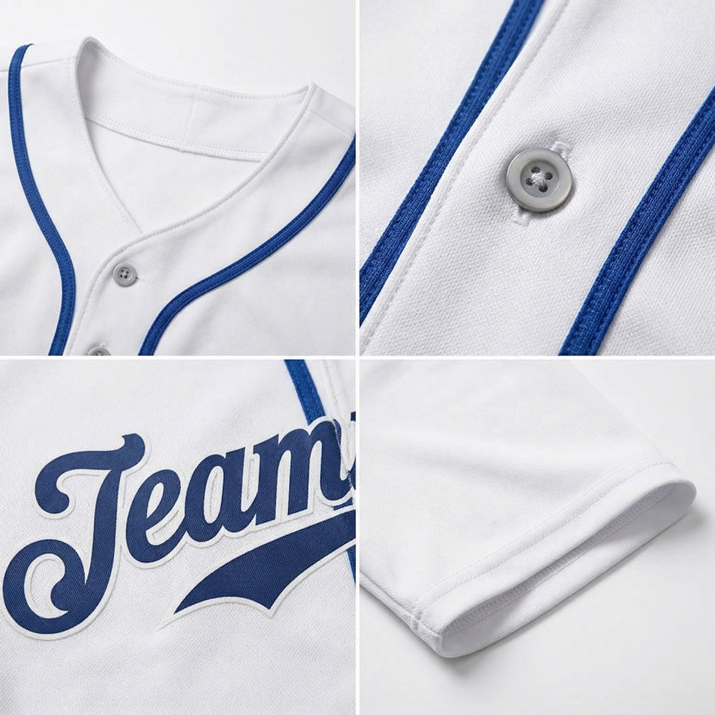 Custom White & Royal Classic Fashion Baseball Jersey