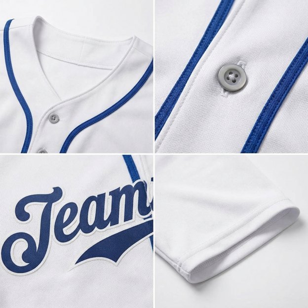 Custom White & Royal Classic Fashion Baseball Jersey