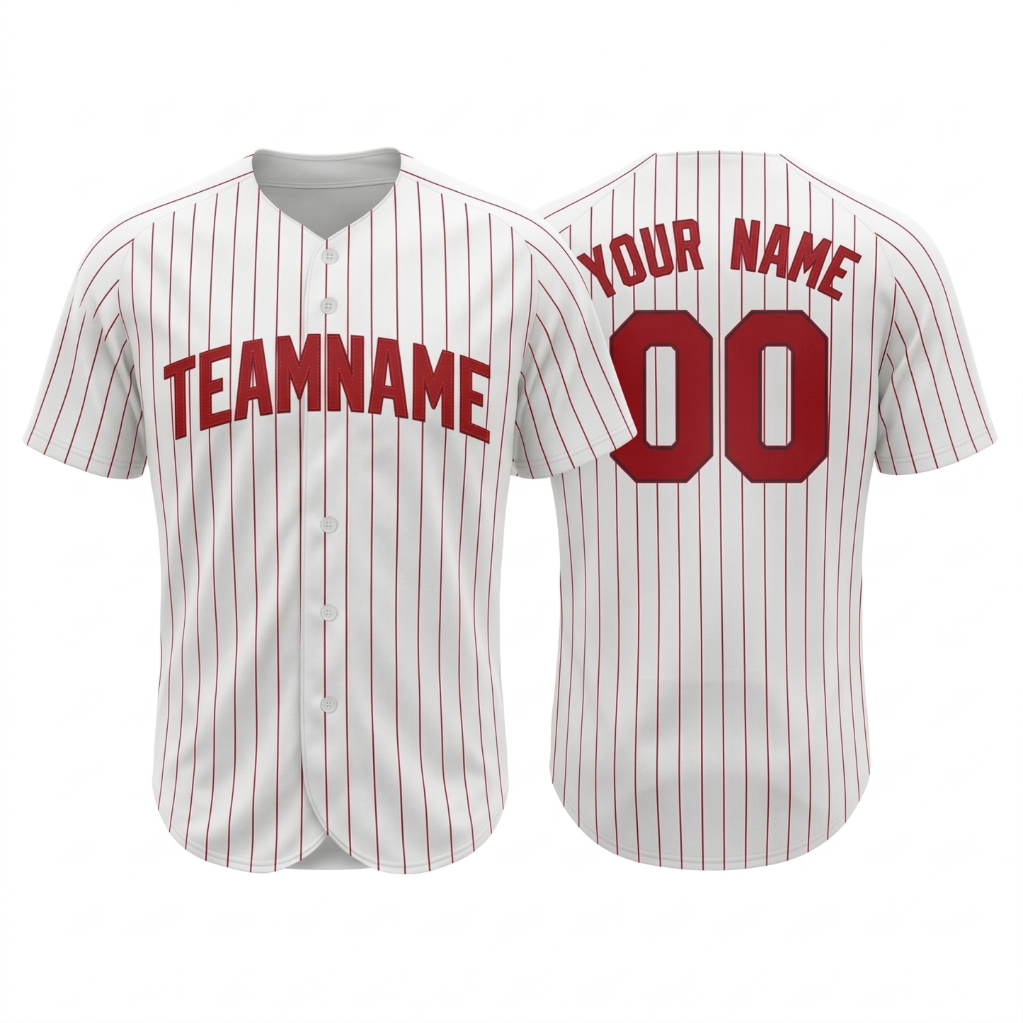 Custom White & Red Pinstripes Classic Fashion Baseball Jersey