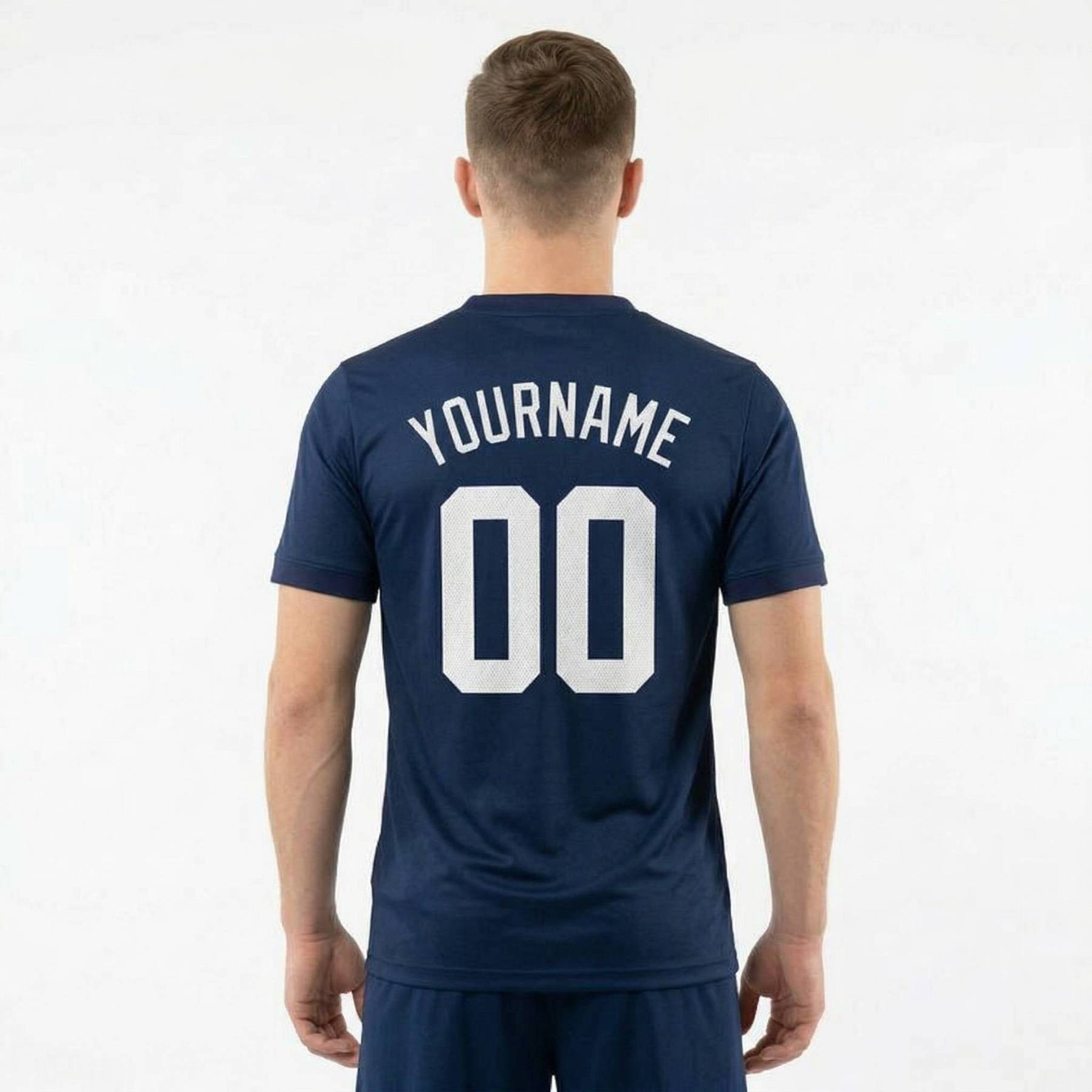 Custom Navy & White/Red Custom Soccer Jersey